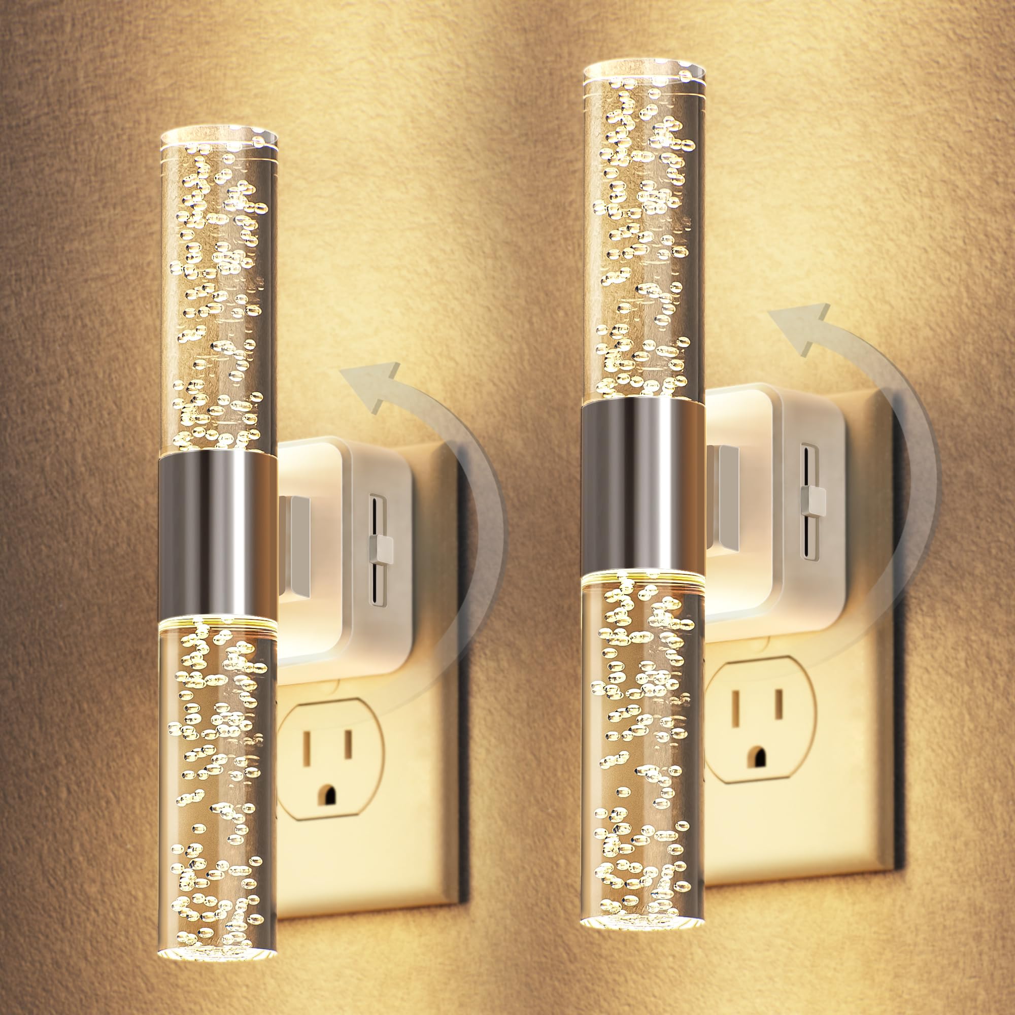 DORESshop LED Night Light 2-pack provides gentle hallway illumination with a rotate plug.