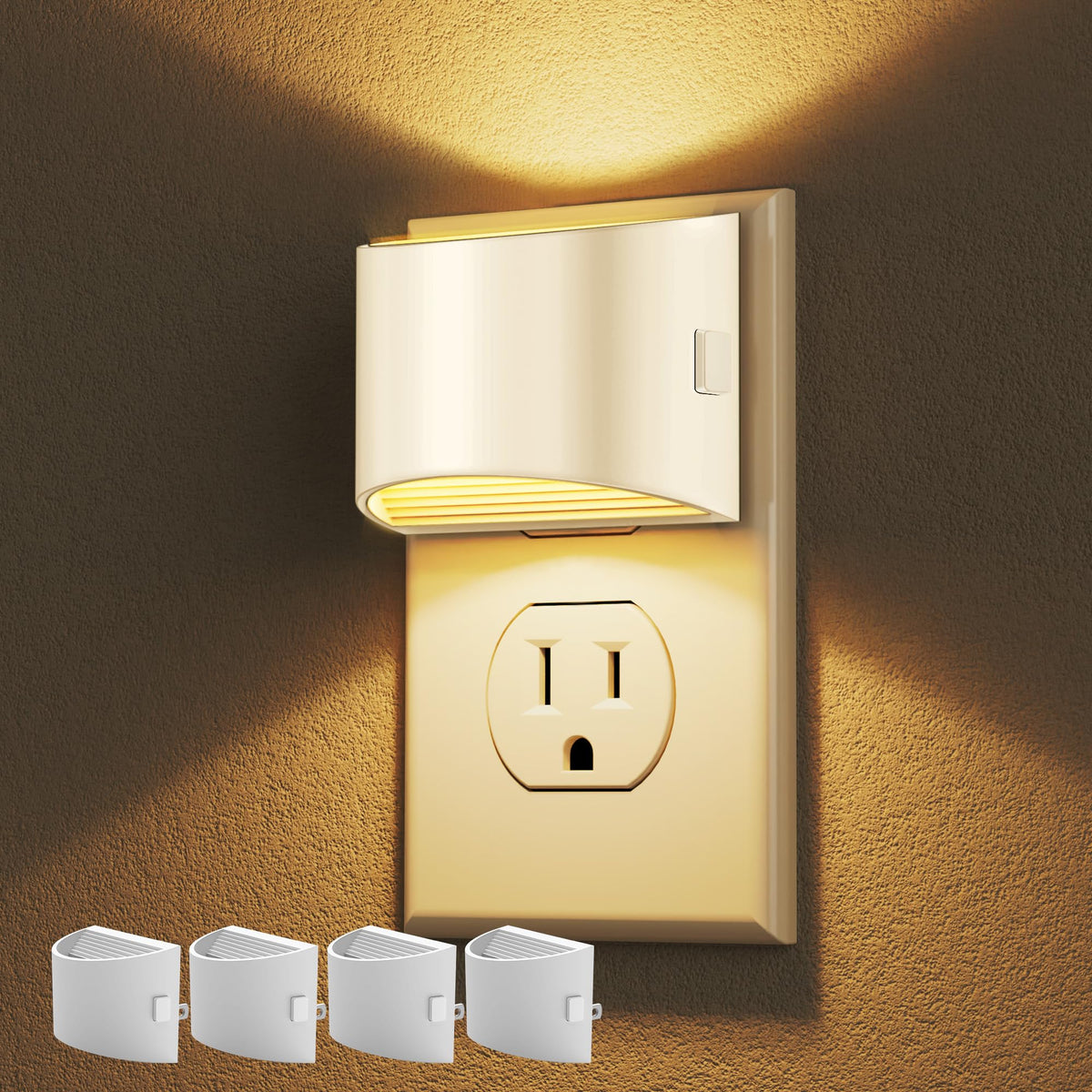 DORESshop LED night light 4-pack plugged into wall outlet for adjustable glow