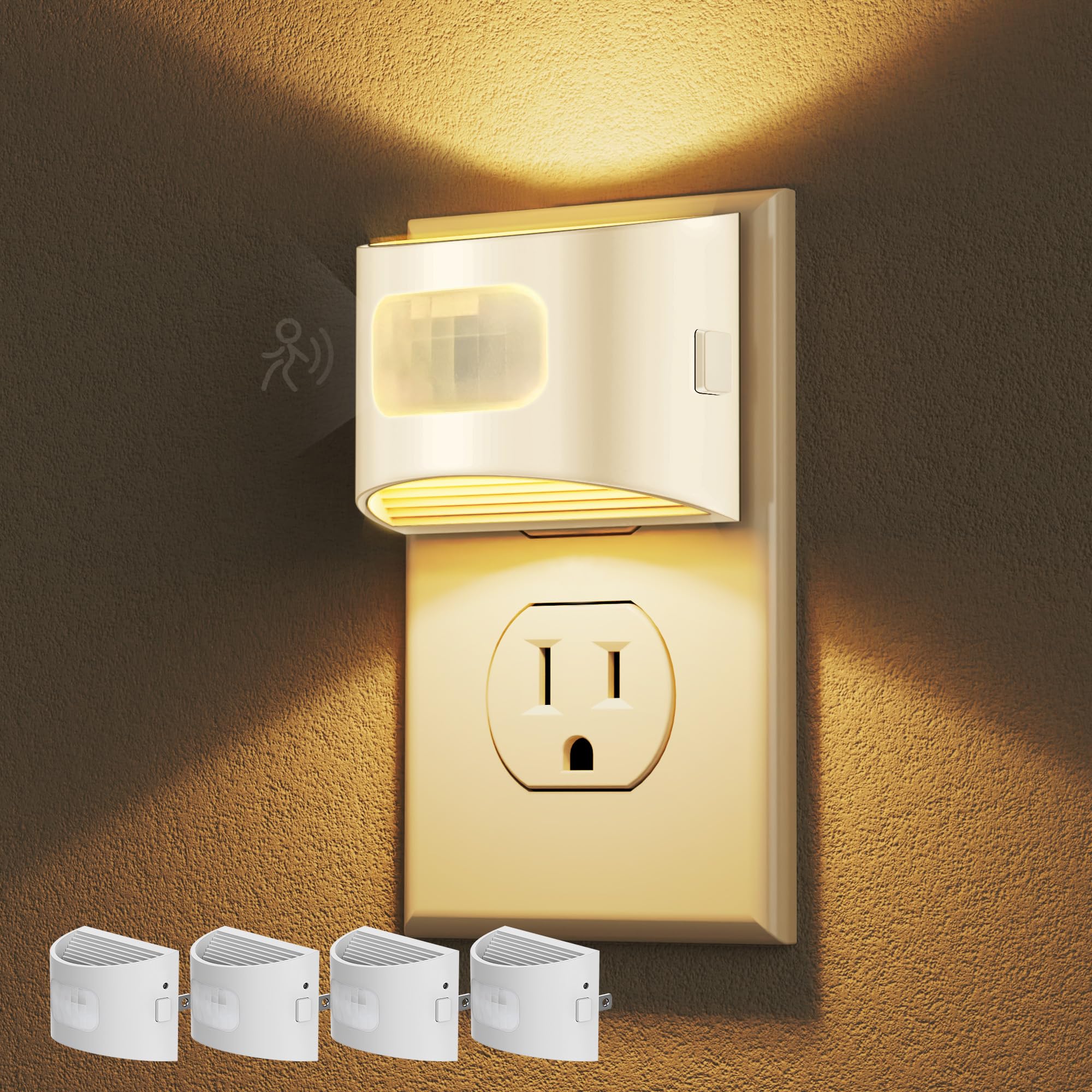 DORESshop LED night light 4-pack wall plug provides gentle hallway illumination.