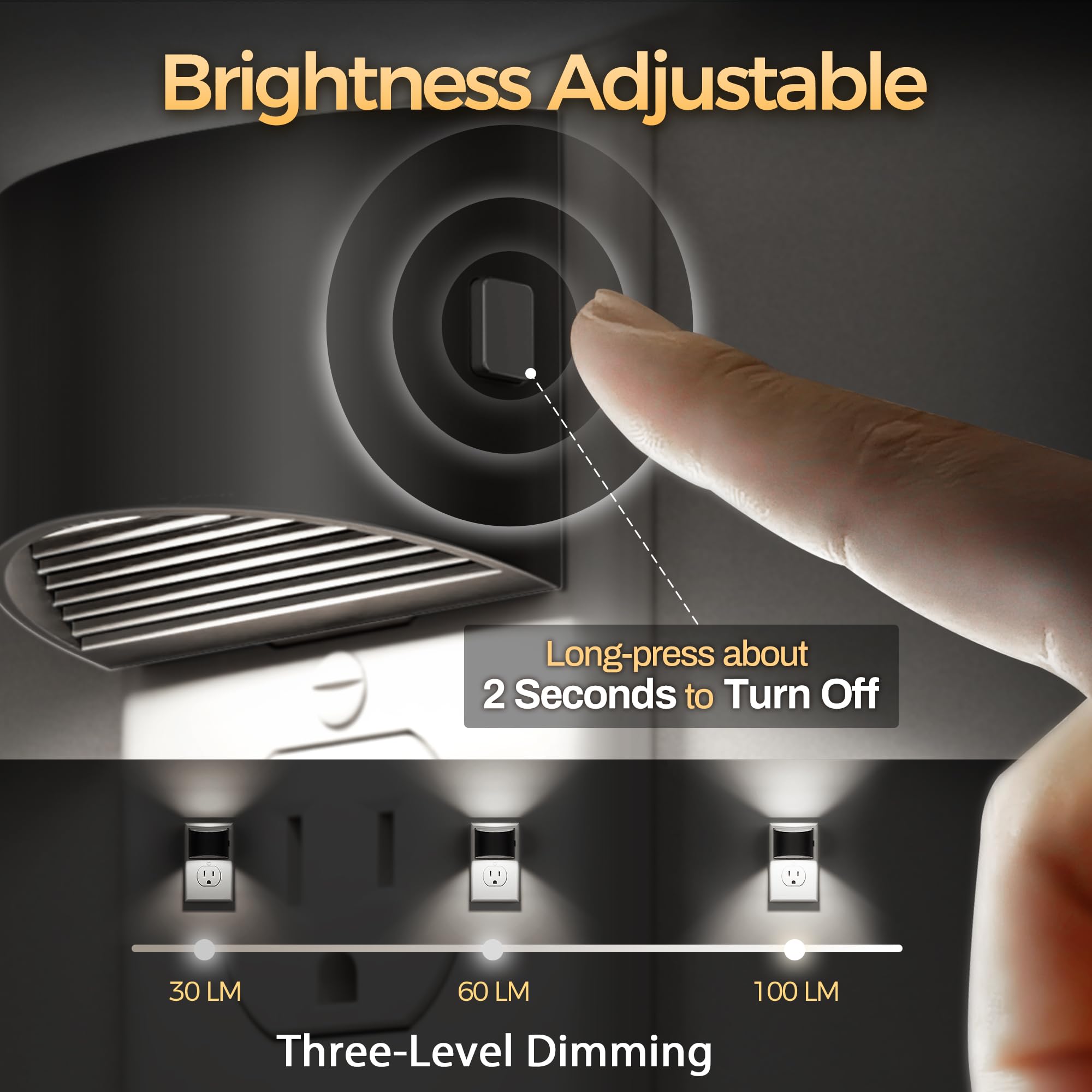 DORESshop night light with dusk-to-dawn sensor activating in a dim hallway.