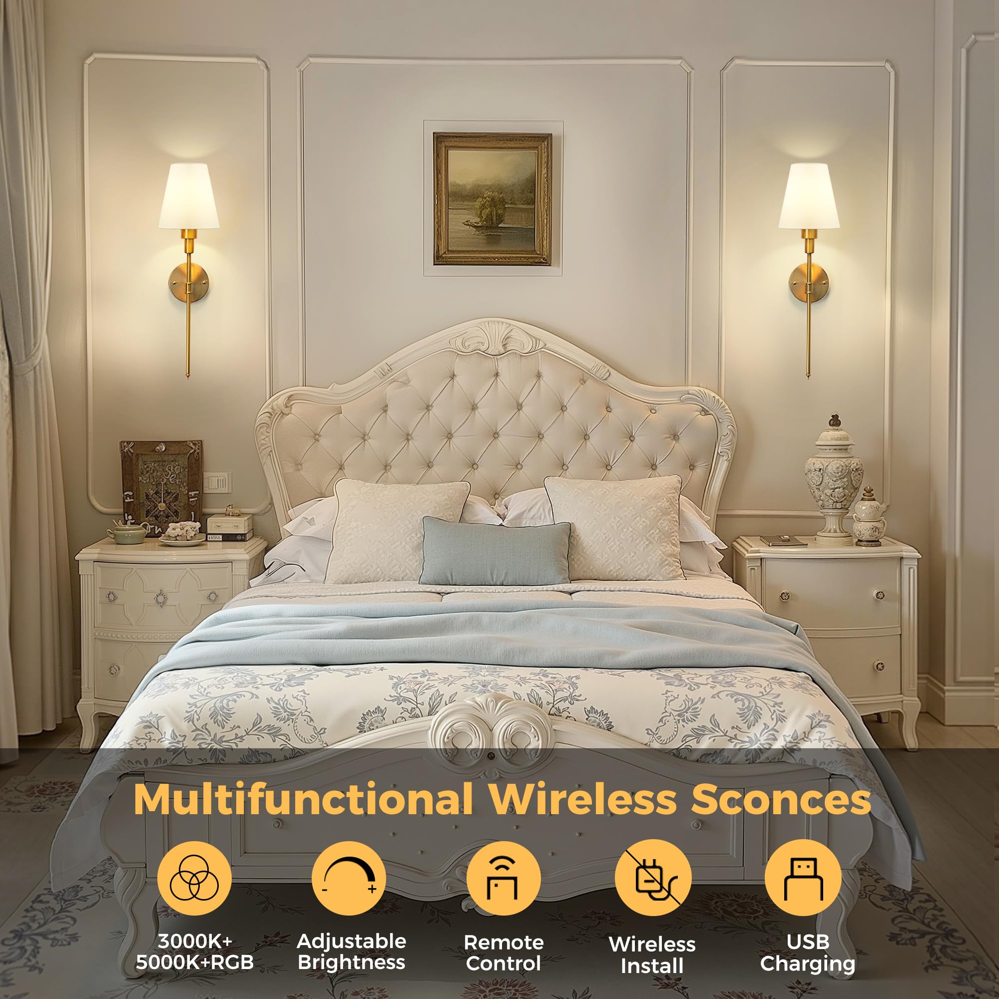 DORESshop USB charging cable included for long lasting, cordless wall glow.