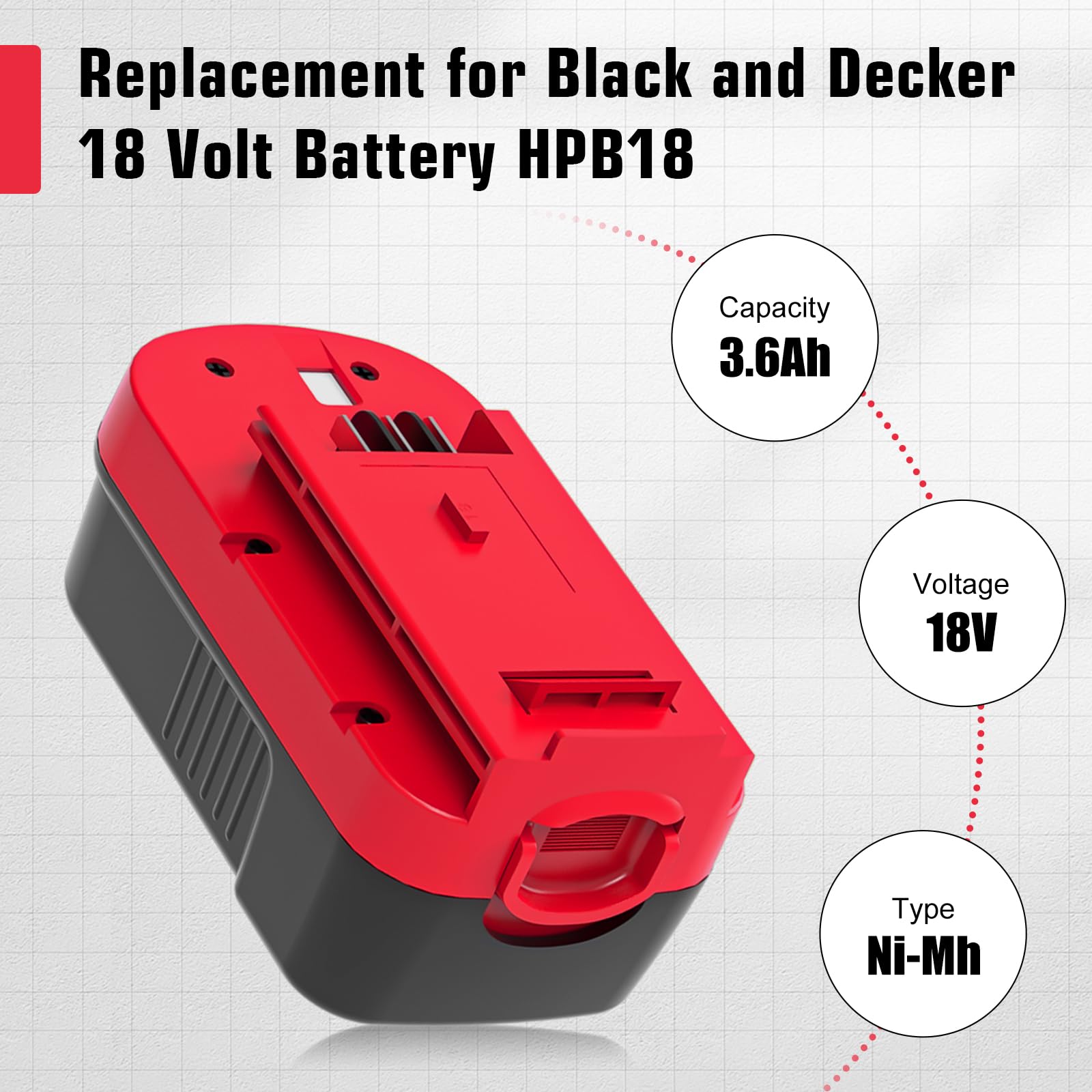 Dosctt HPB18 3600mAh battery side view shows compact design