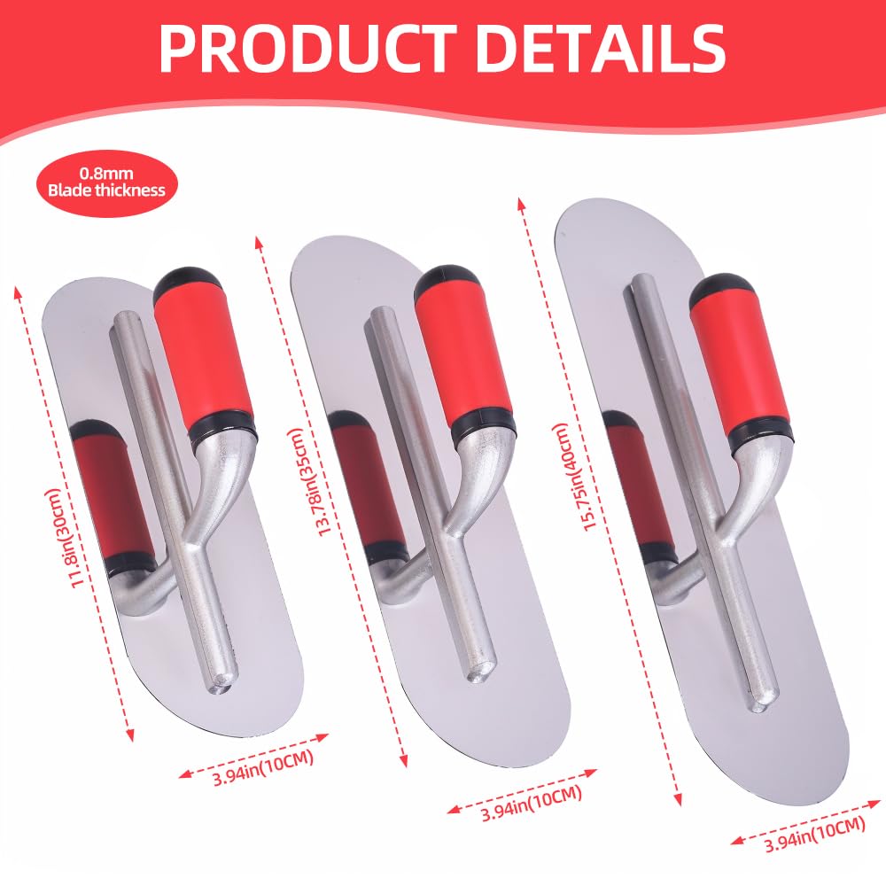 DOSUNPRO TOOLS 3pc aluminum pool trowel set 16x4 blade for drywall finishing