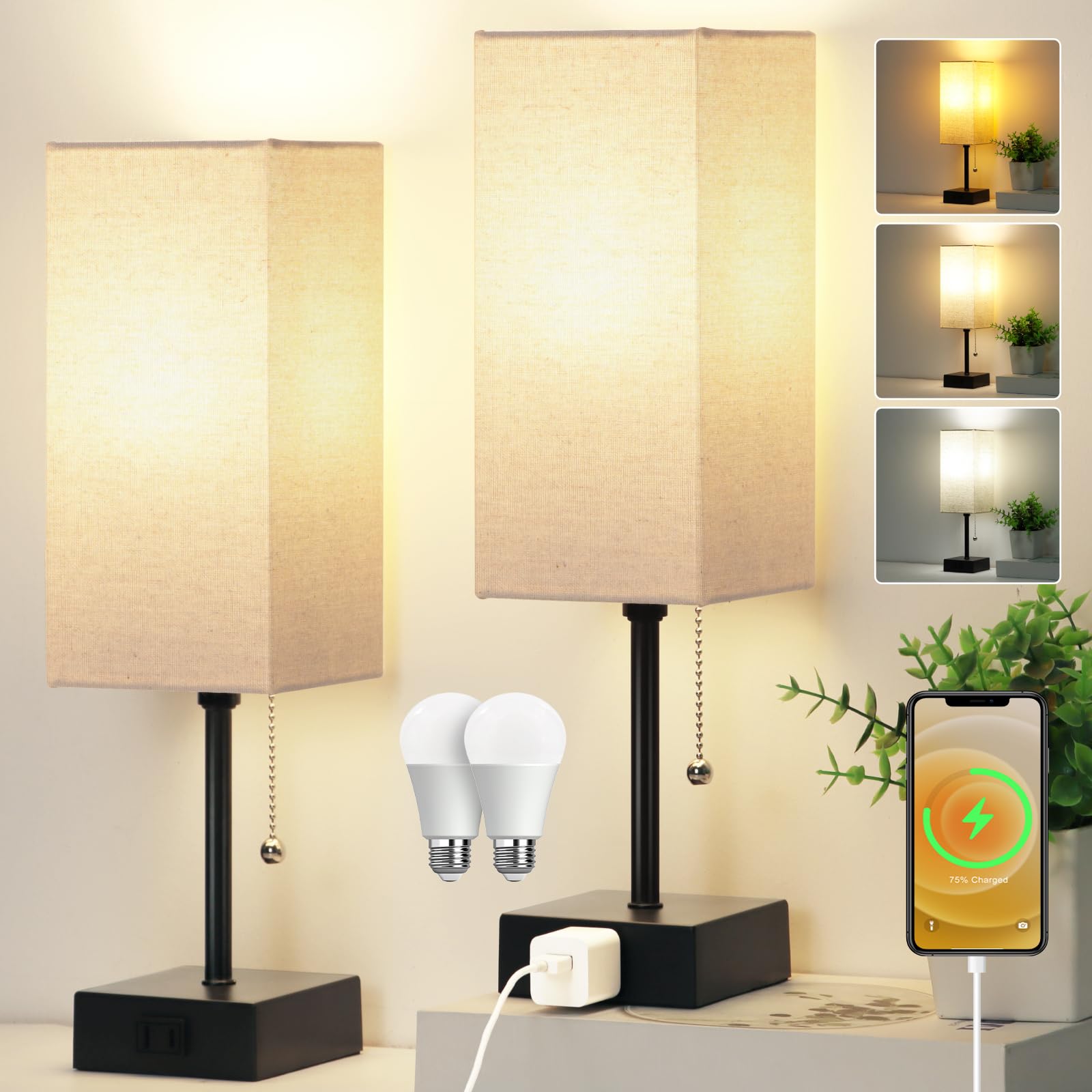Dott Arts 15-inch table lamp duo enhances bedroom ambience