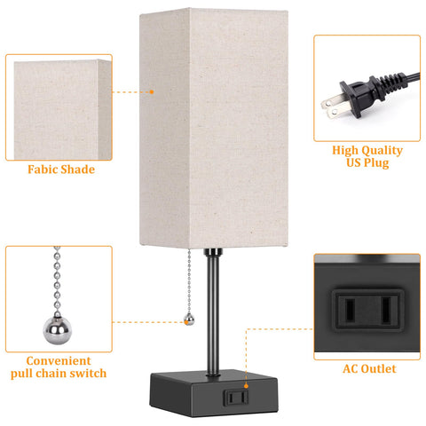 Dott Arts table lamp with built-in AC outlet for convenient charging
