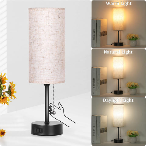 Dott Arts bedside lamp showing three color modes for mood lighting.