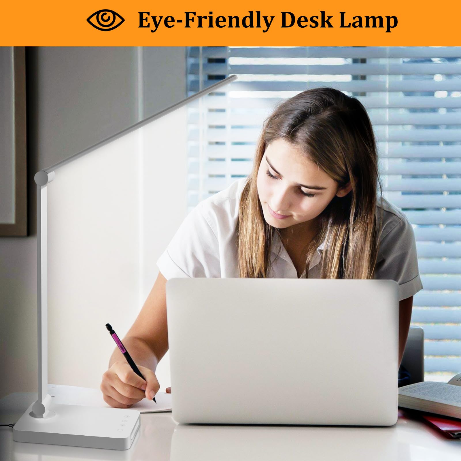 Dott Arts LED desk lamp night light provides warm, soothing glow.
