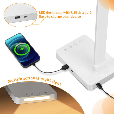 Dott Arts LED lamp USB ports enable simultaneous device charging.