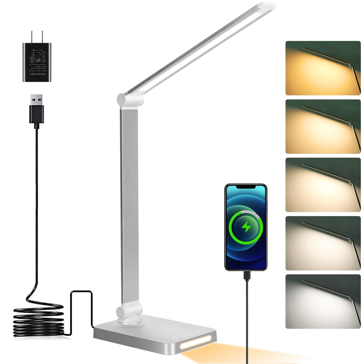 Dott Arts LED desk lamp with USB ports offering on-desk charging while you work.