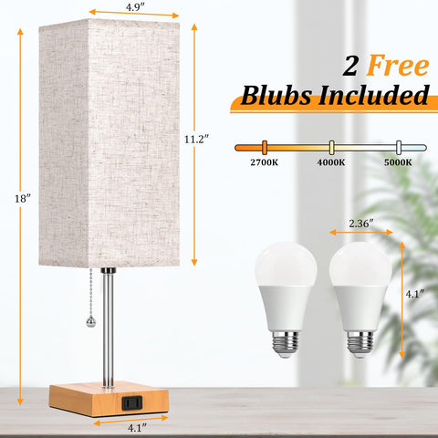 Dott Arts two included non-flicker LED bulbs for steady light.