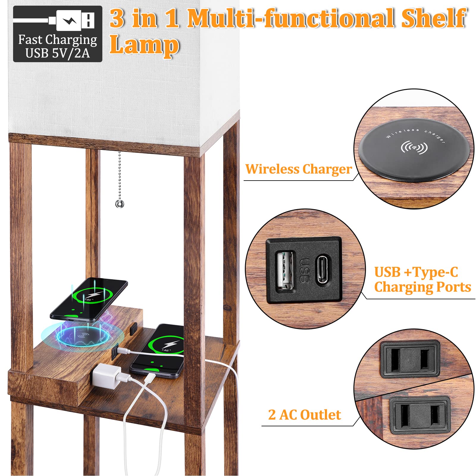 Dott Arts tall wood shelves lamp shows sturdy storage for decor