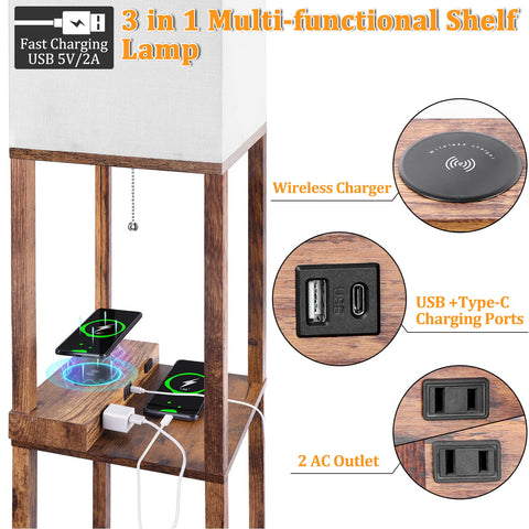 Dott Arts tall wood shelves lamp shows sturdy storage for decor