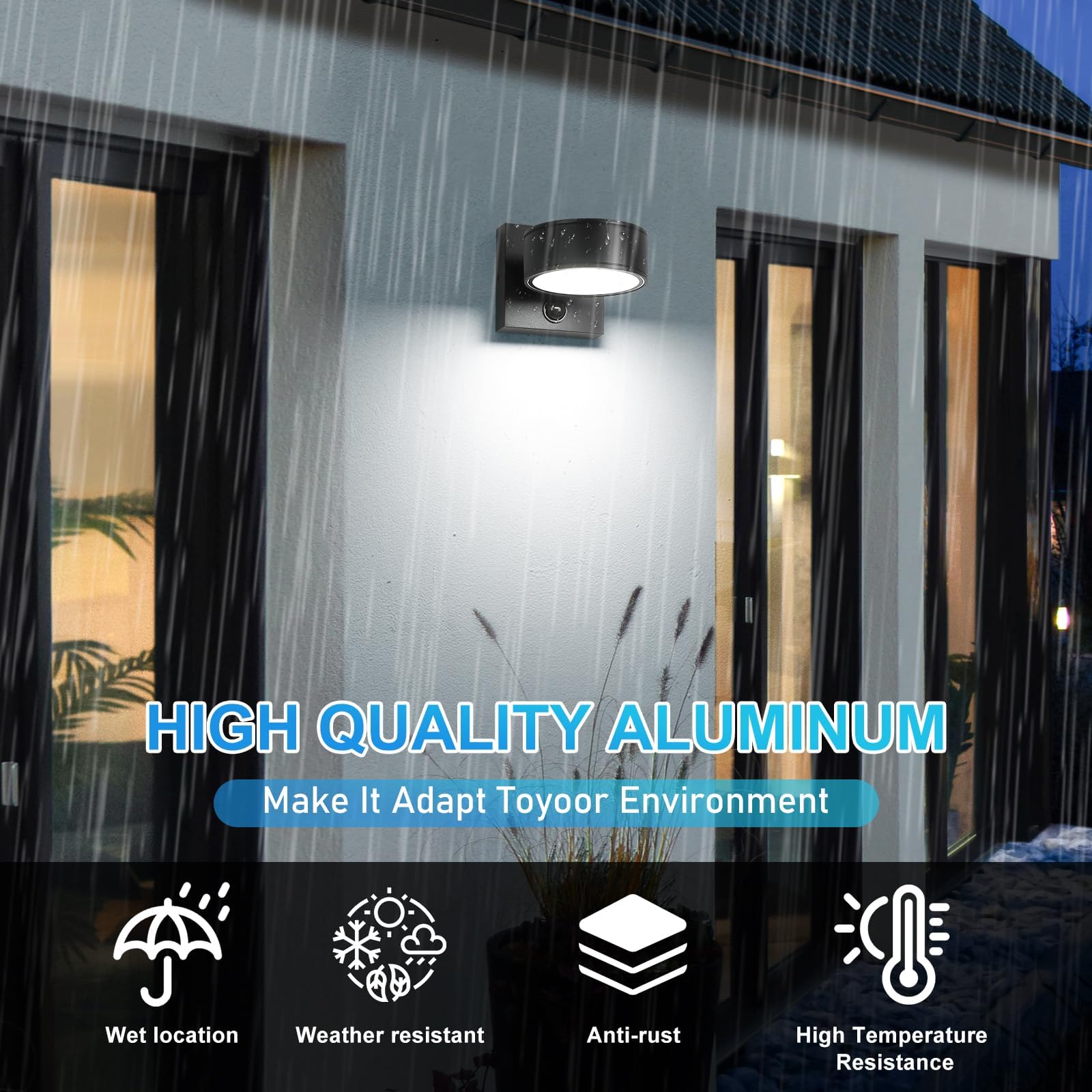 Three color temperature options on Double Century fixture for different moods