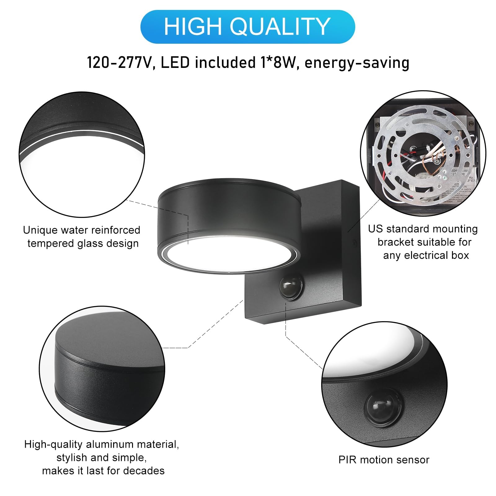 Waterproof seal and tempered glass on Double Century porch light
