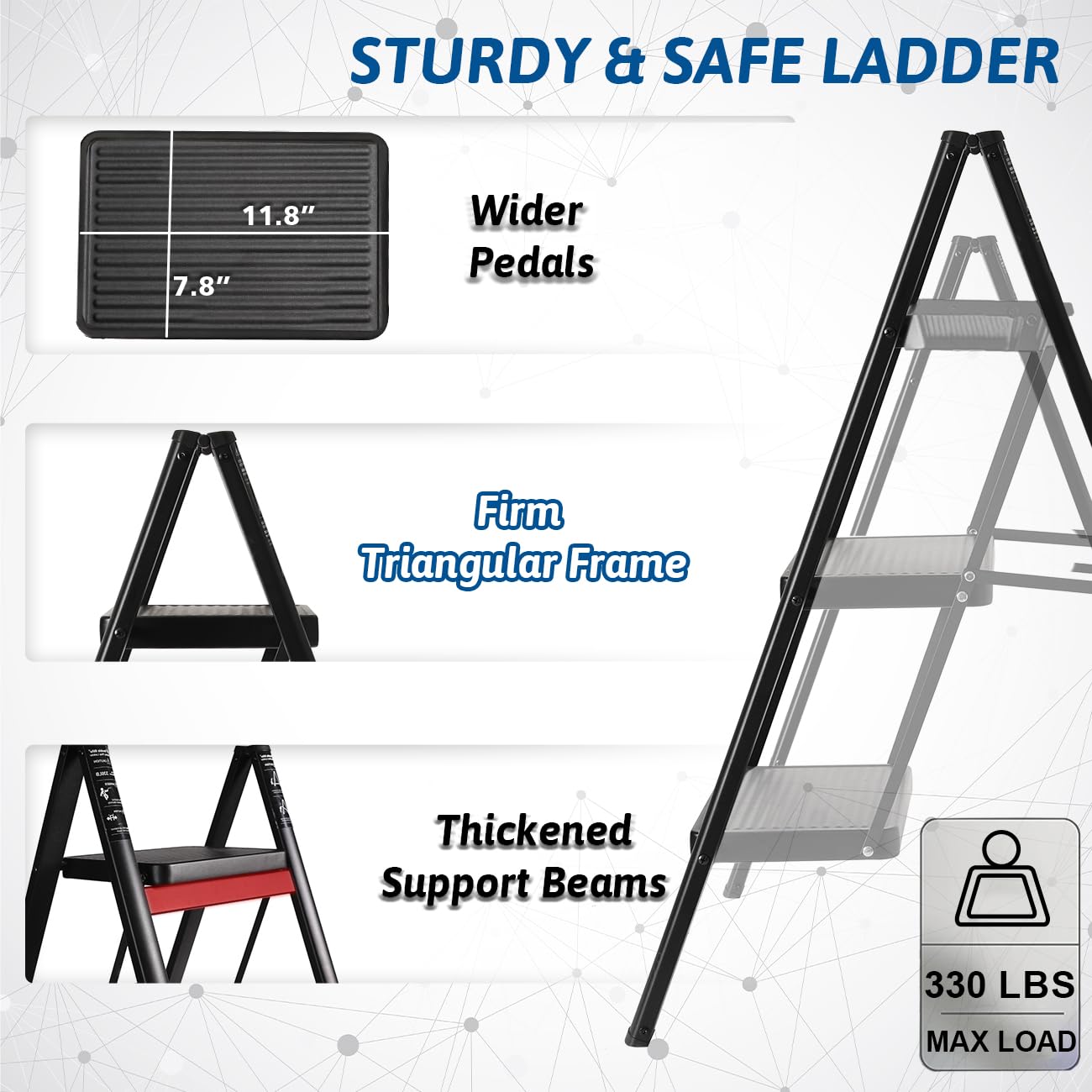 Double Elite anti-slip pedals ensure secure footing during use.