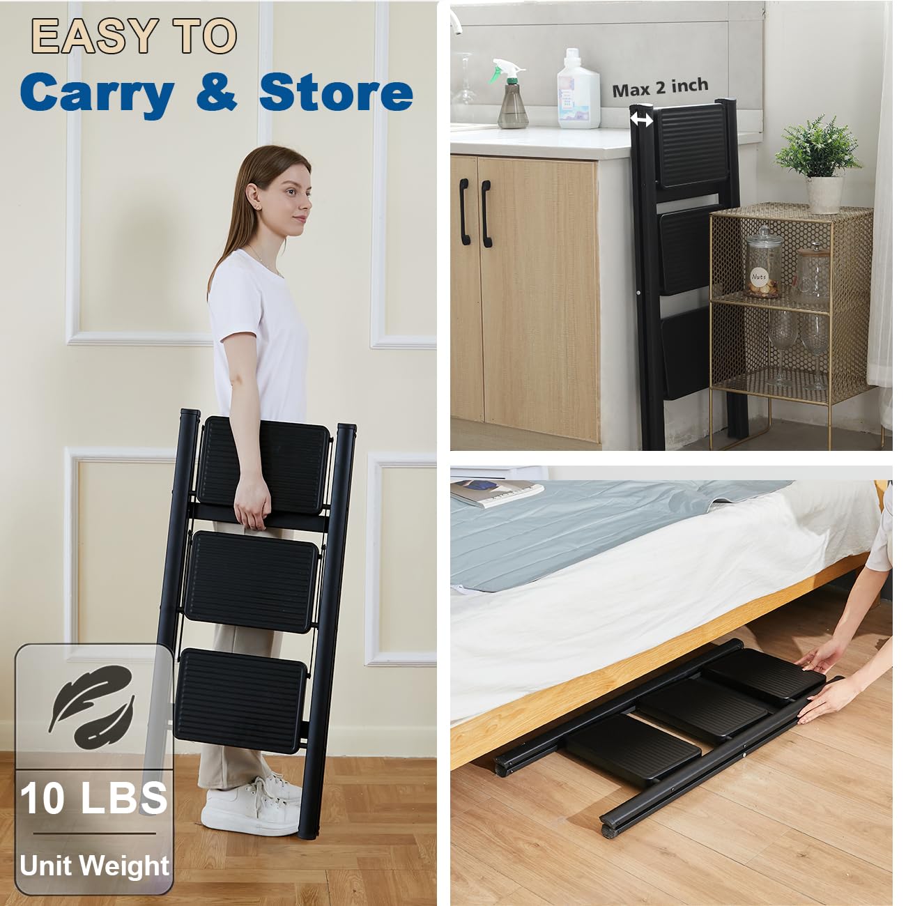 Double Elite compact folded design fits small storage spaces.