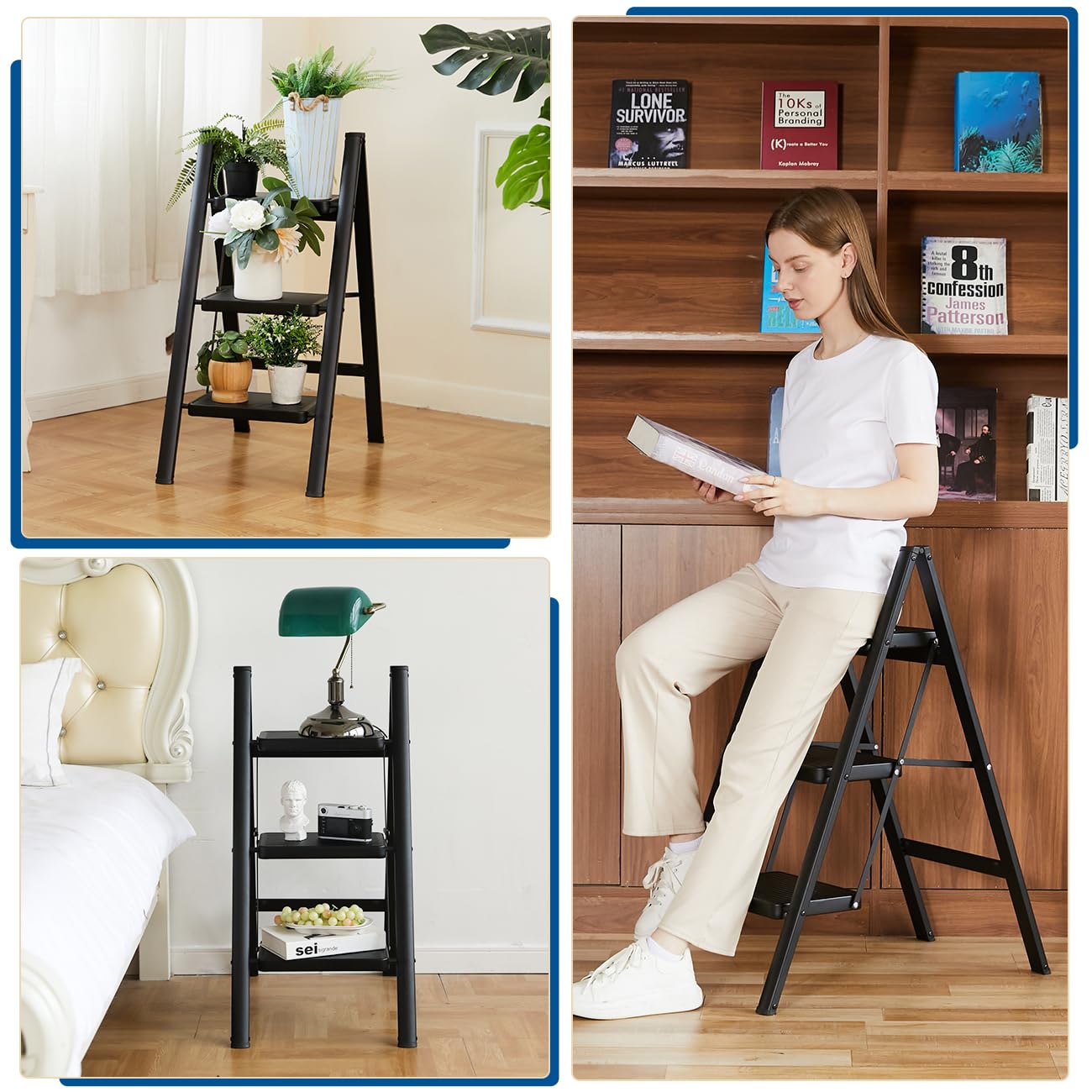 Double Elite multi-use kitchen ladder doubles as decor and utility helper.