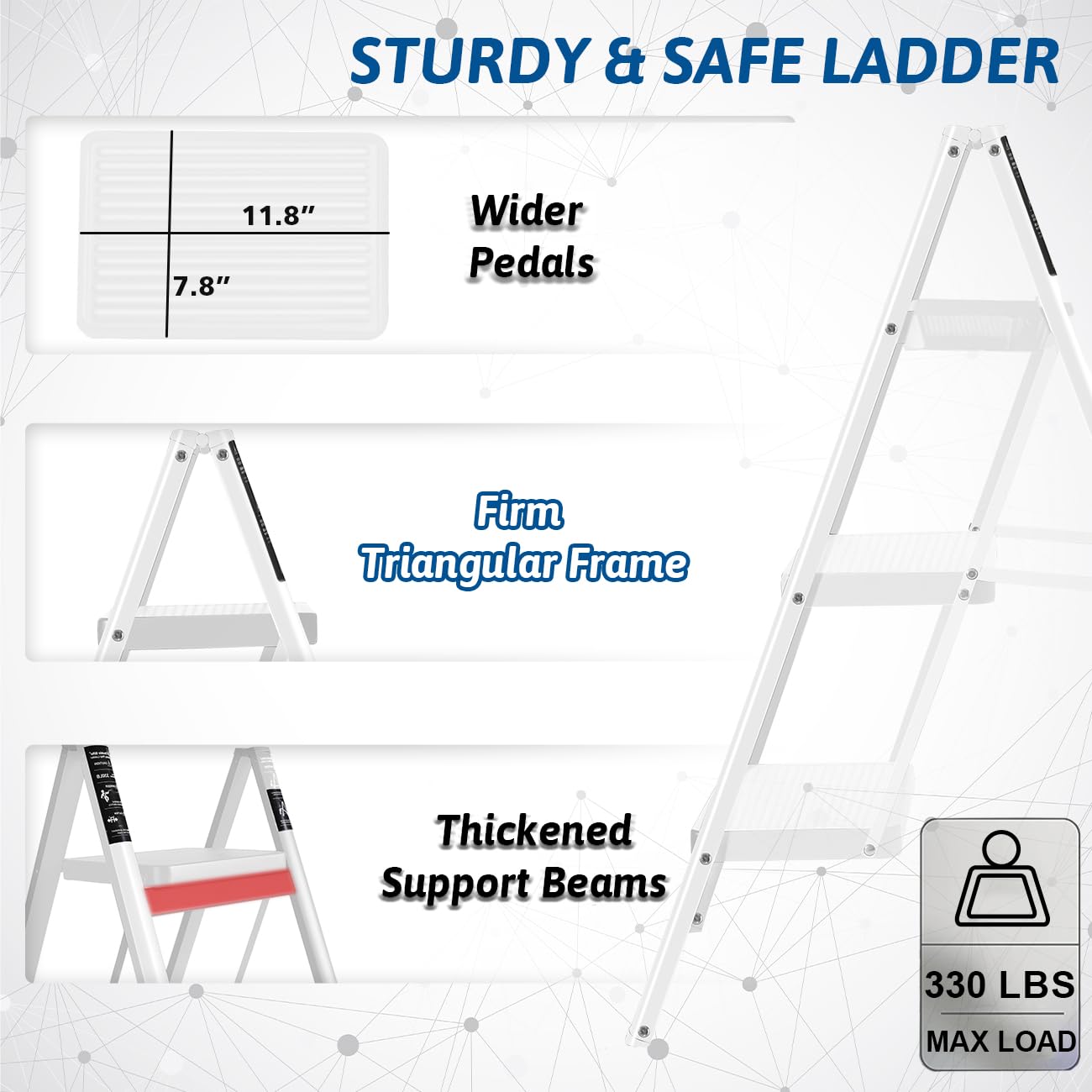 Double Elite ladder at 26-5-inch height reaching high shelves