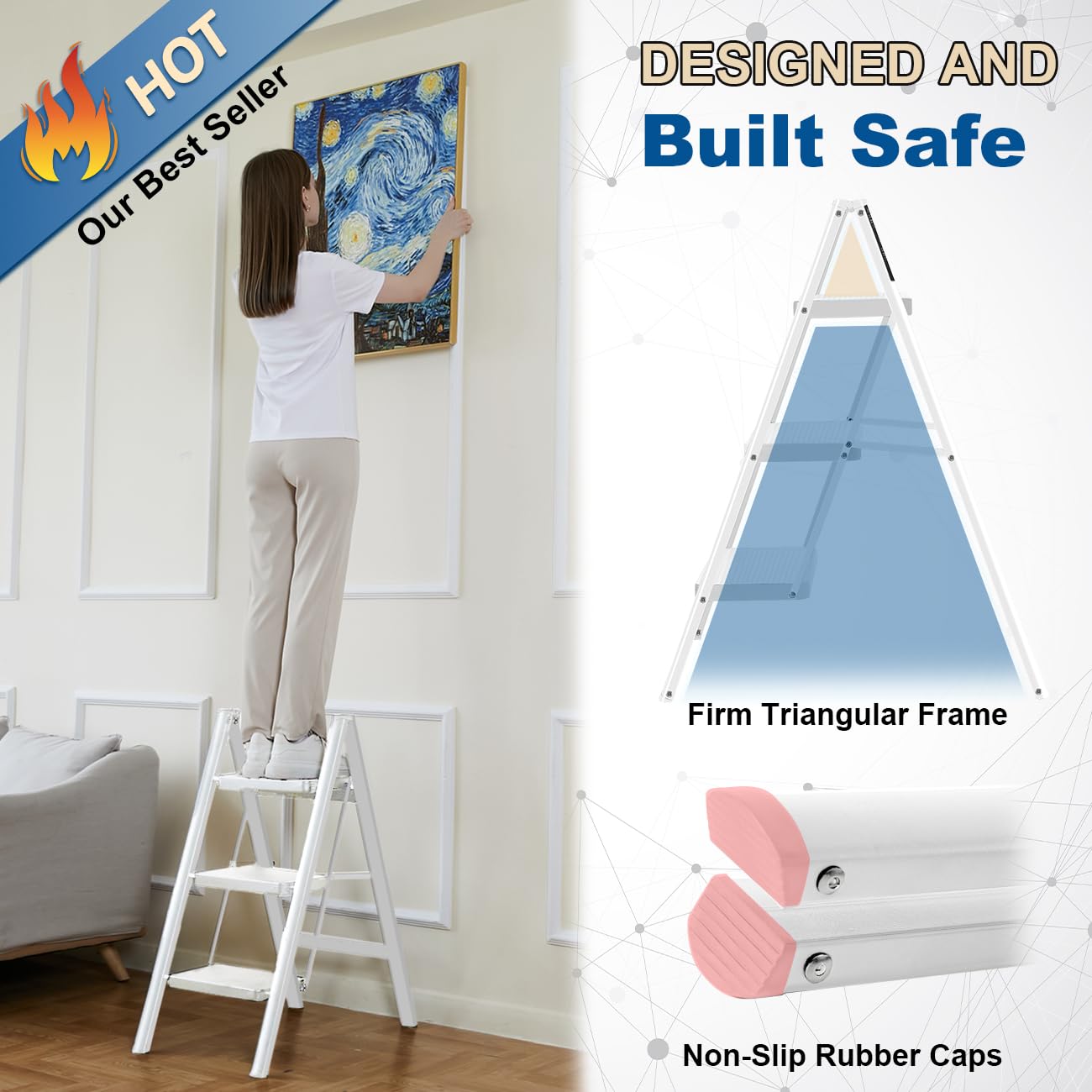 Double Elite step ladder with anti-slip feet for secure footing