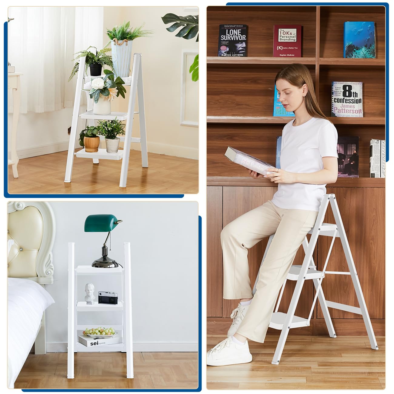 Double Elite step ladder pictured in a kitchen setup for overhead access