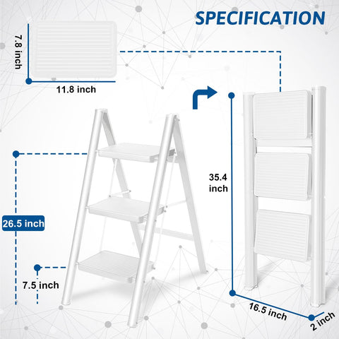 Double Elite ladder showing wide pedals for comfortable footing