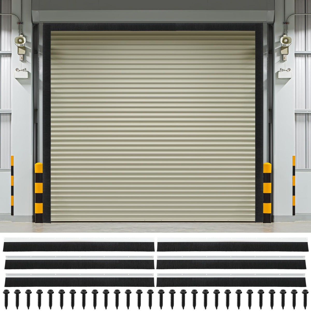 DoubleFill 3-inch garage brush seal kit close-up shows dense bristles improving sealing