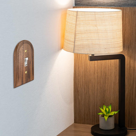 DoubleFill arch single toggle switch cover installed for a refined look