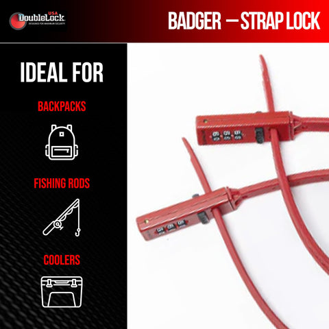 DoubleLock Badger Strap Lock over a cooler lid for portable security
