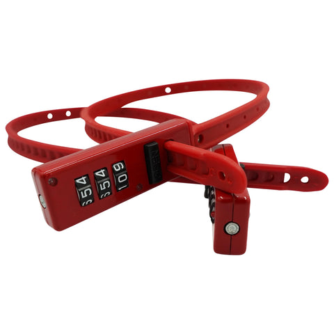 DoubleLock Badger Strap Lock guarding a tackle box with a simple code