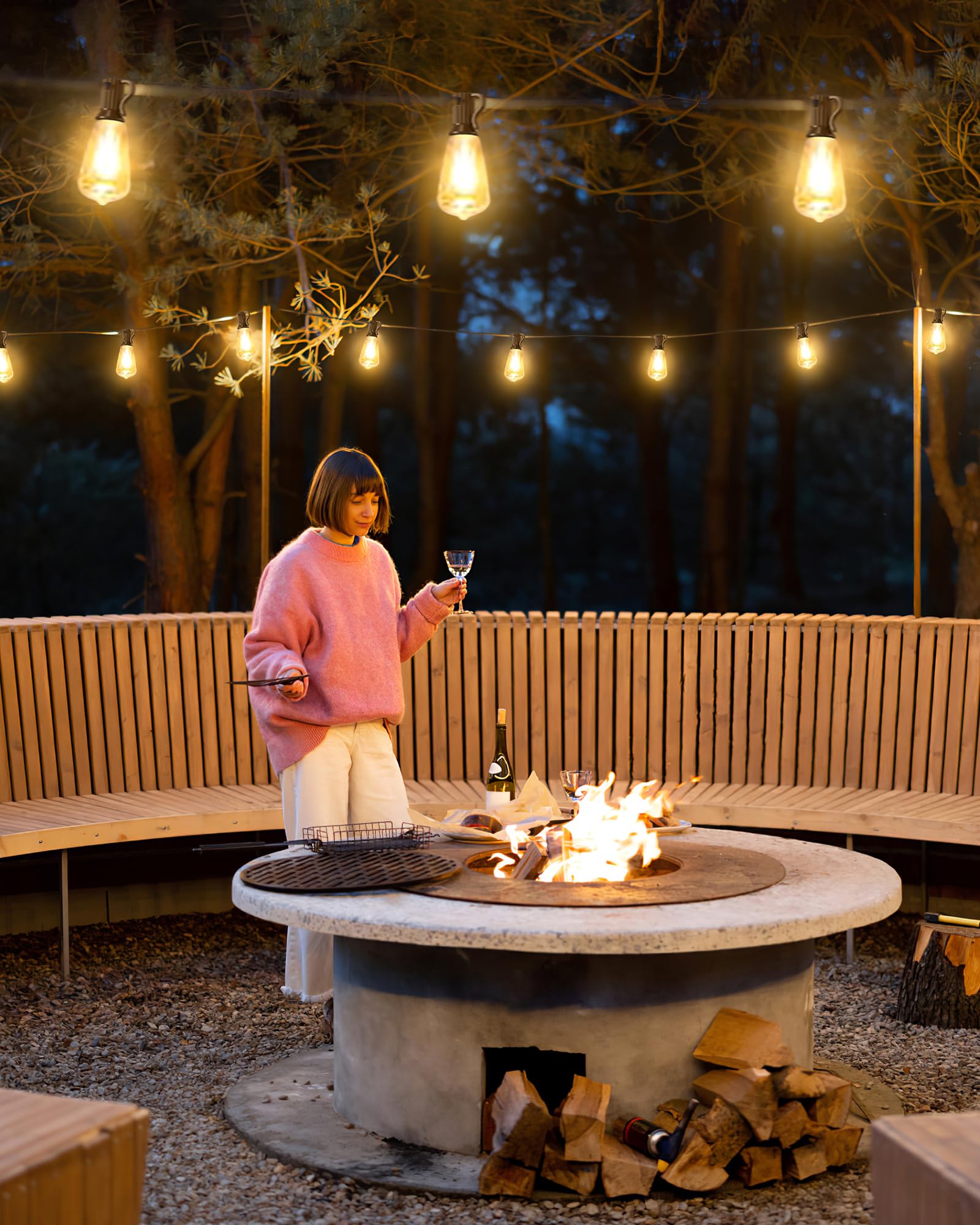 Doukedge 100FT LED outdoor string lights ambience setup for patios