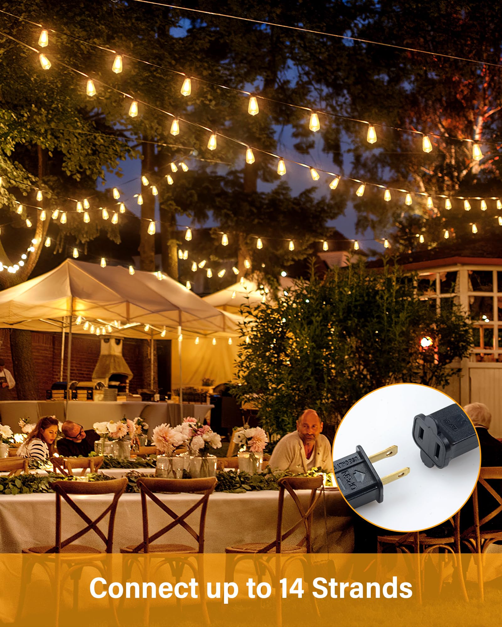 Doukedge 100FT LED outdoor string lights gazebo decor for outdoor gatherings