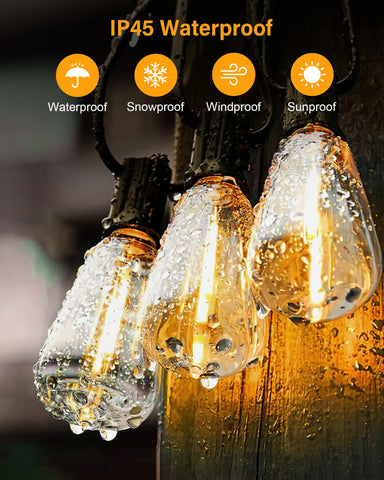 Doukedge 100FT LED outdoor string lights waterproof design for outdoor reliability
