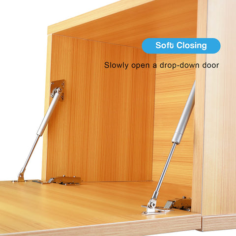 Douper 100N gas spring hinge on a desk drop leaf enabling smooth opening.