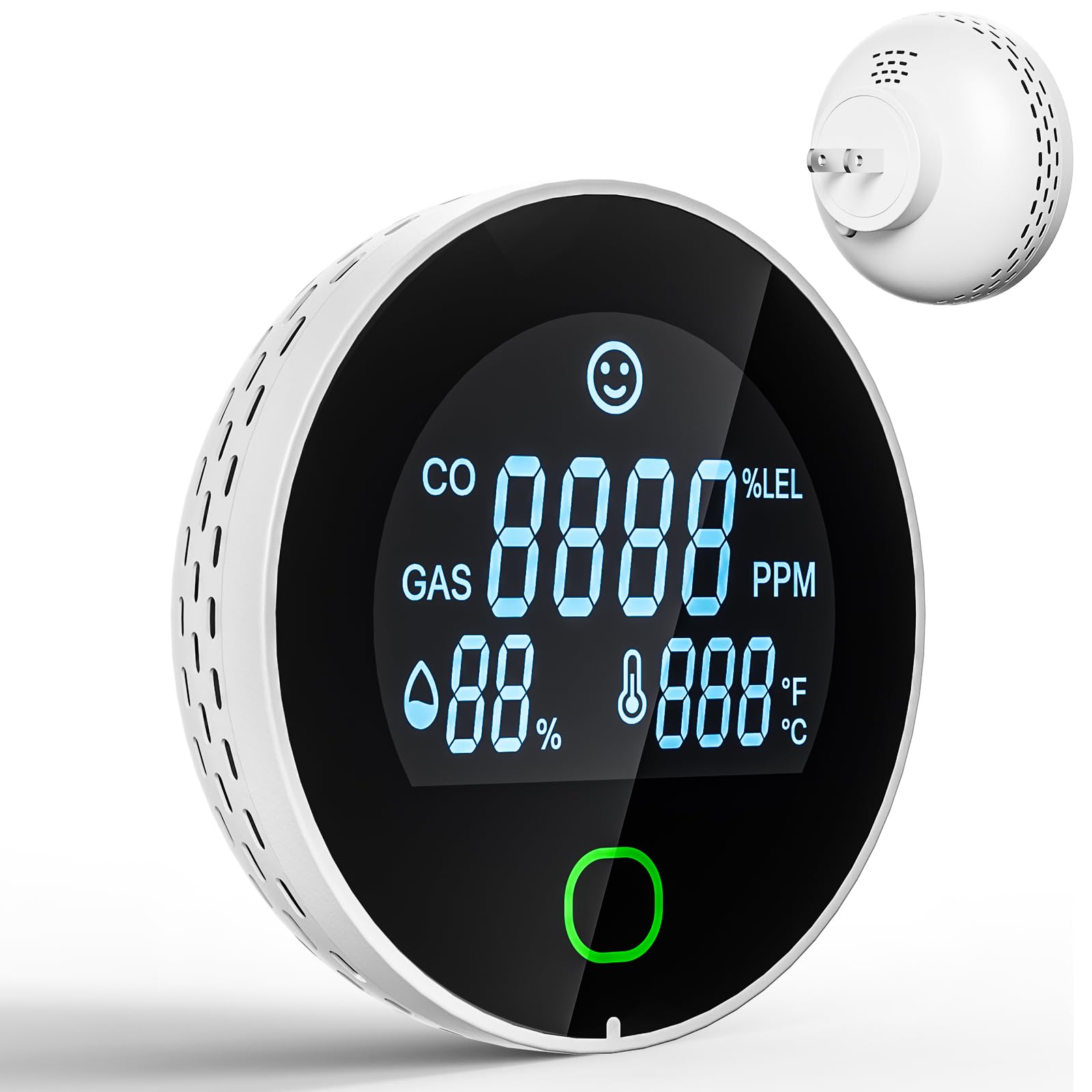 DOUSHIQIAN 4-in-1 detector plug-in CO, gas, temp and humidity at a glance