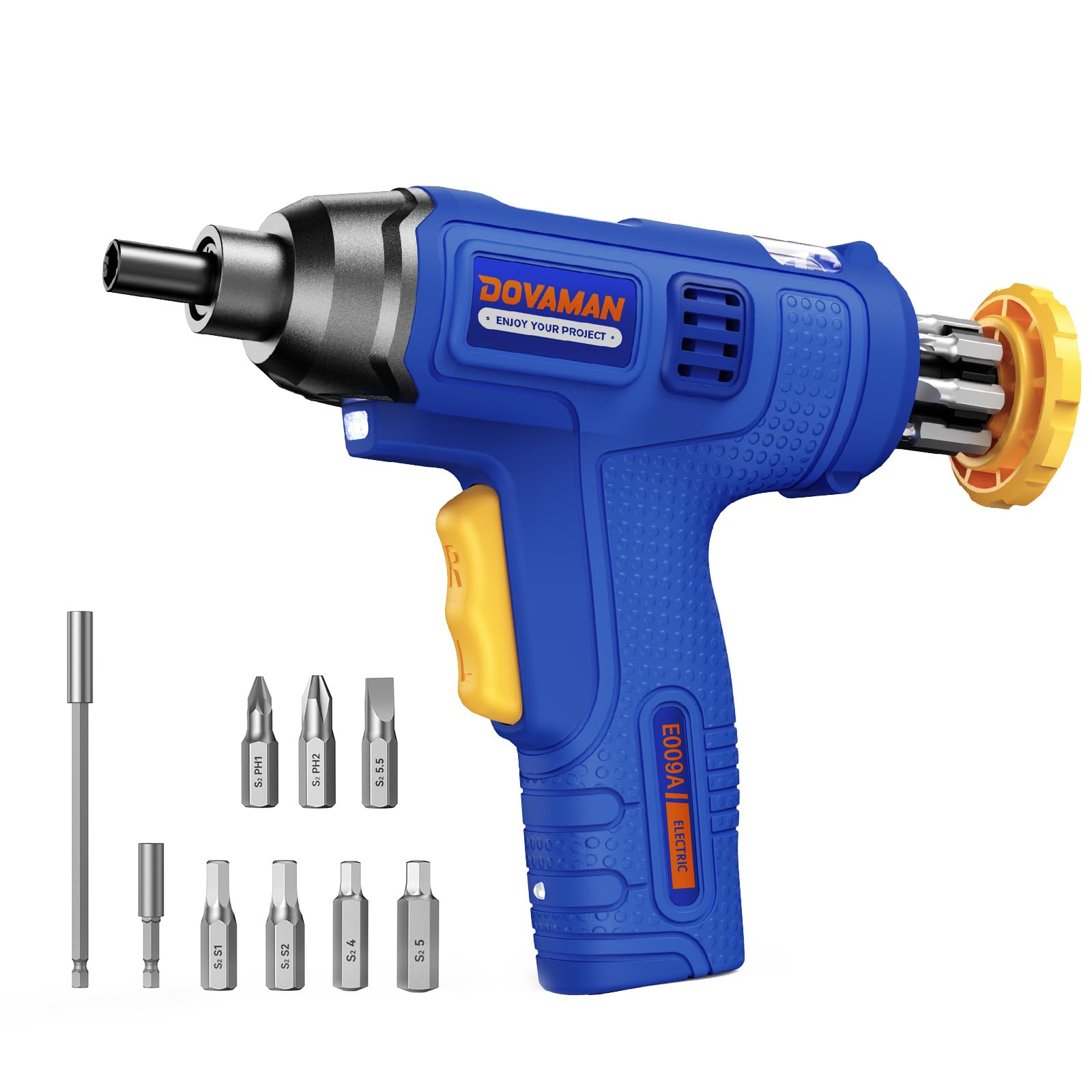 DOVAMAN E009A with built-in bit storage for fast screwdriving.