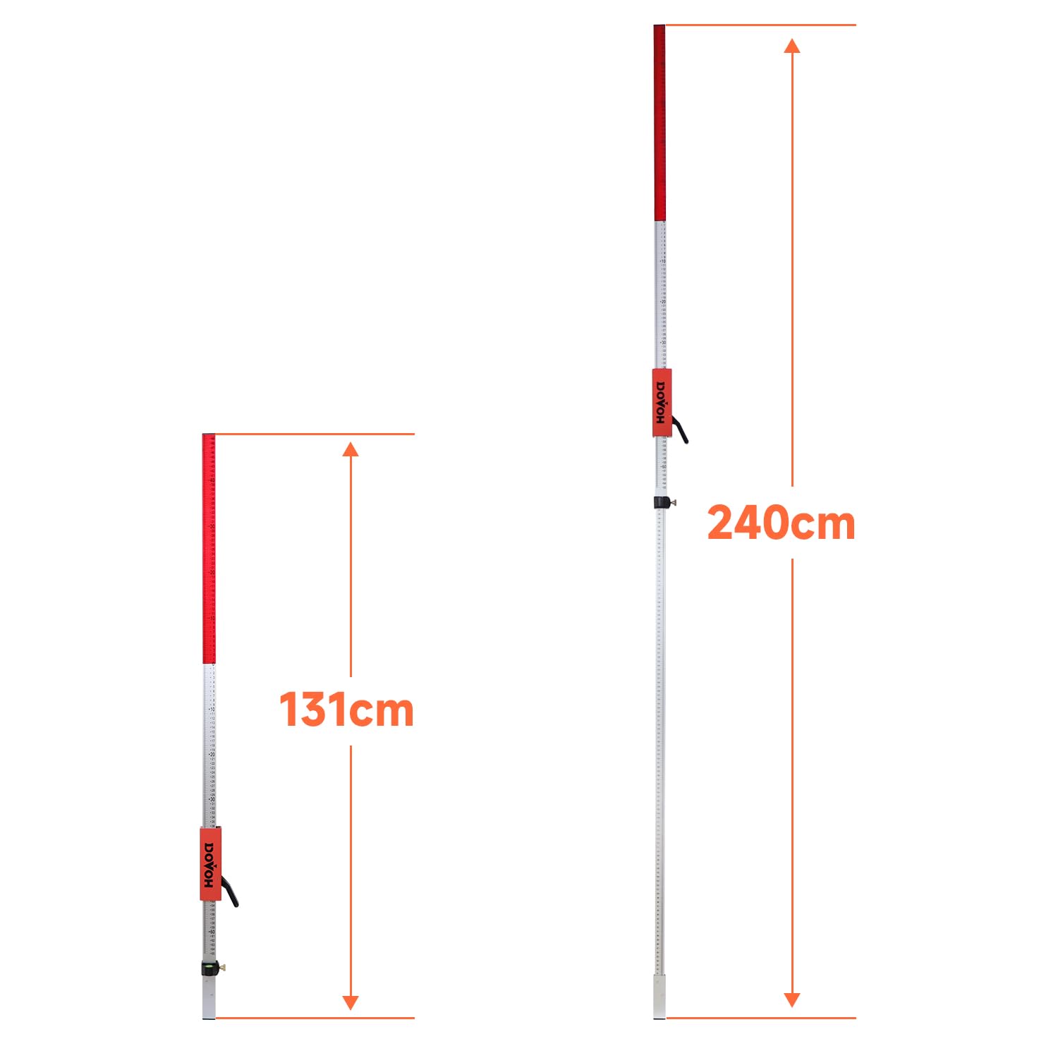 Built-in bubble level aids quick vertical alignment during setup.