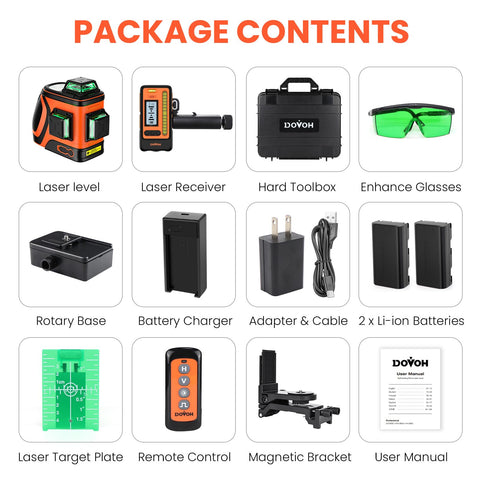 DOVOH H3-360G includes target plate and green glasses for visibility.