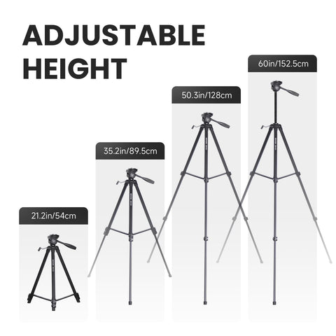 DOVOH tripod with extendable legs adjusting for tall setups.