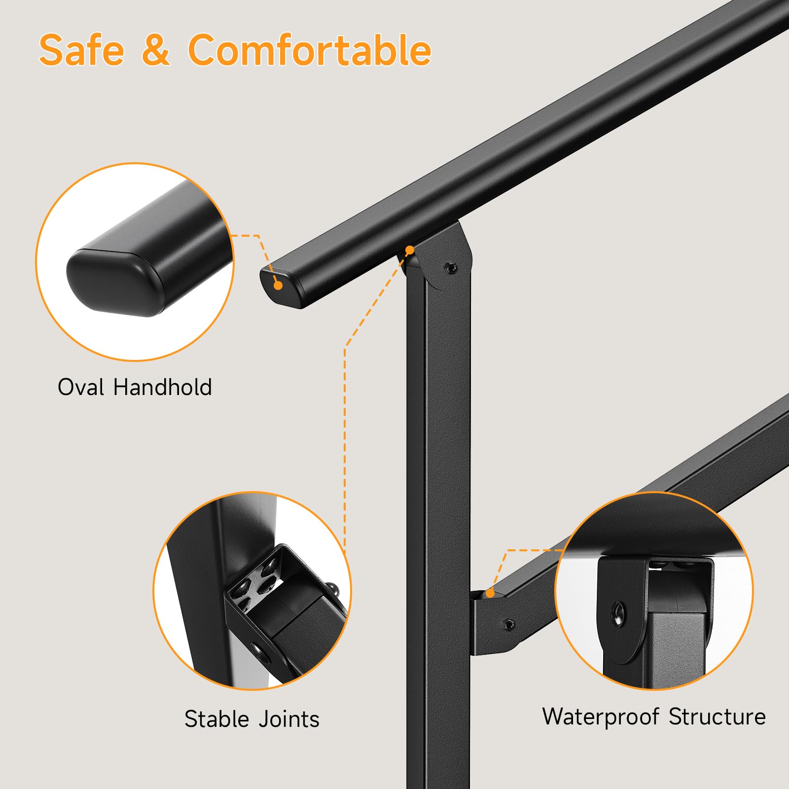 Dovov weather-resistant iron rail withstands rain and sun without fading.