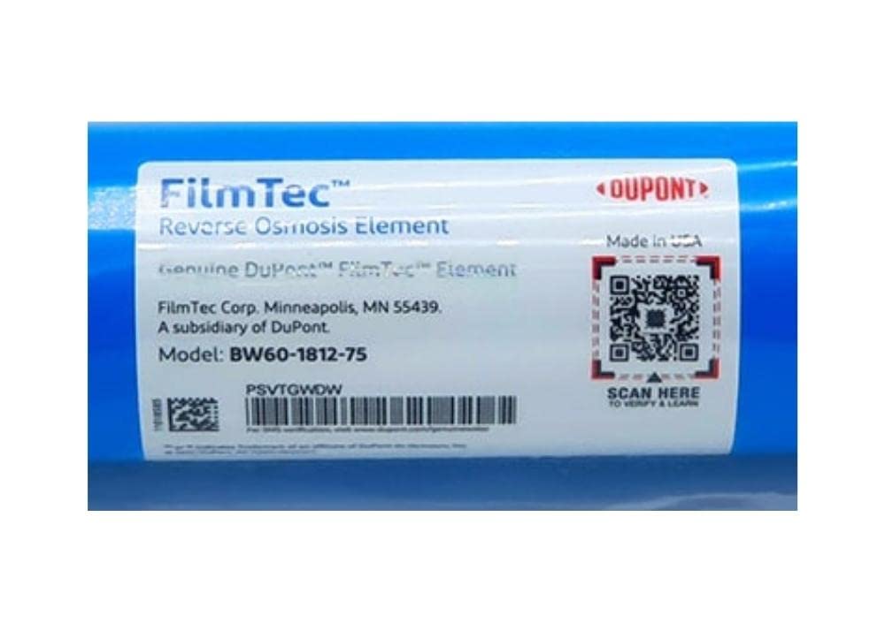Dow FilmTec BW60-1812-75 NSF/ANSI 58 label visible on membrane