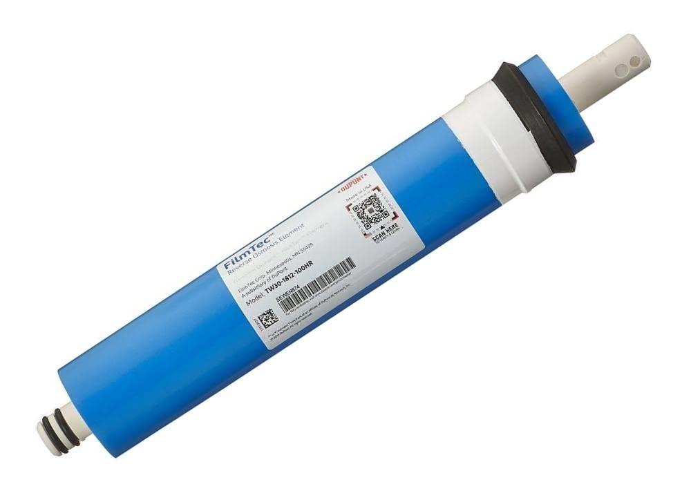 Dow FilmTec TW30-1812-100HR membrane, front view, high-rejection filtration in a home RO system