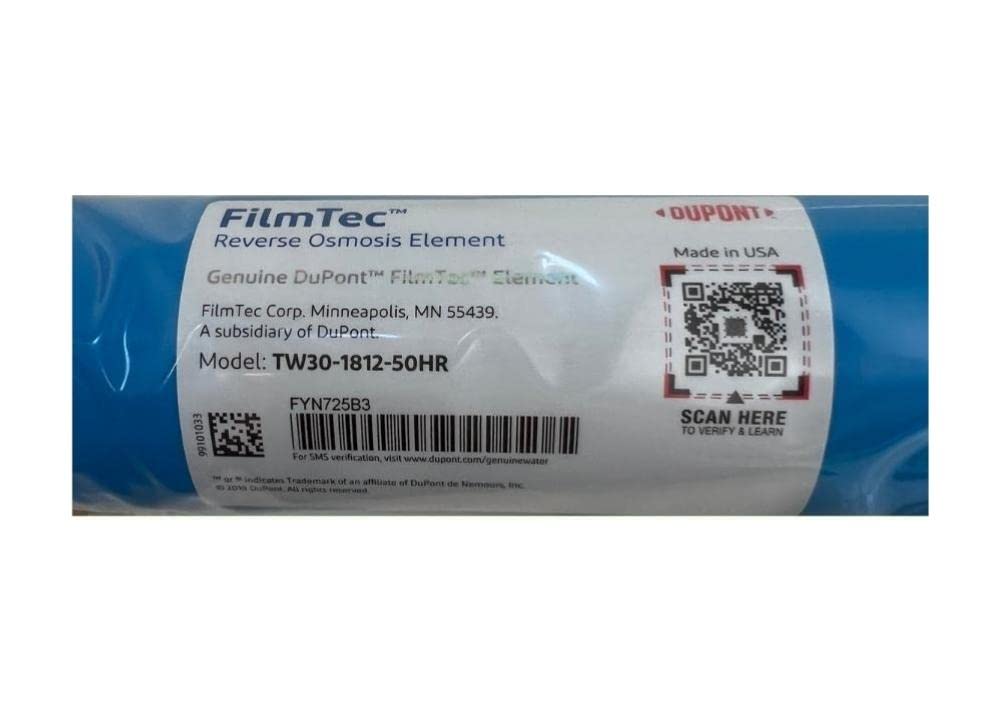 Dow FilmTec TW30-1812-50HR membrane packaged for dry shipment and long shelf life