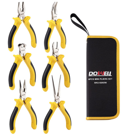 DOWELL 6-piece mini pliers set with pouch for precise electronics repair