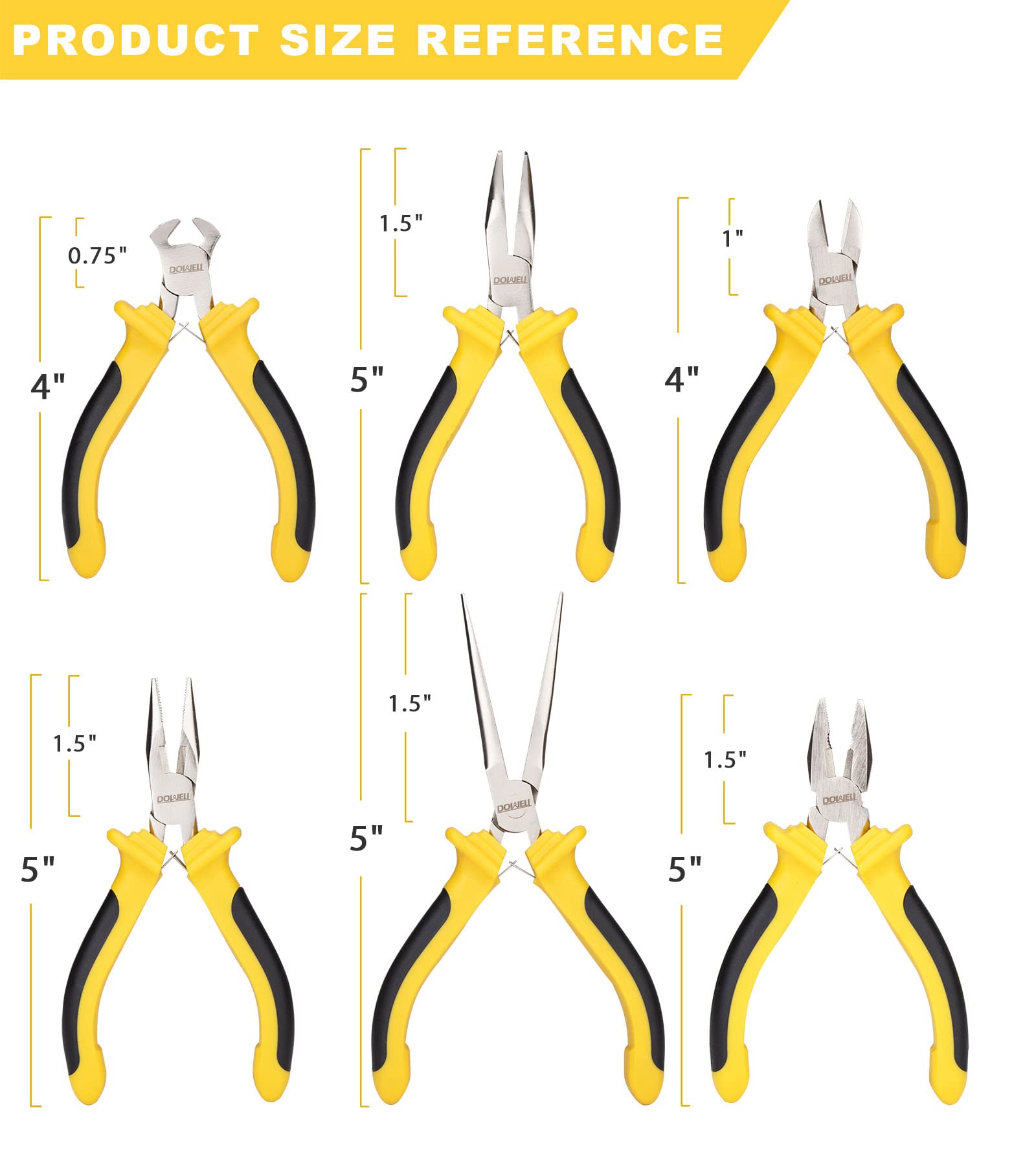 DOWELL mini bent nose pliers reach awkward angles safely