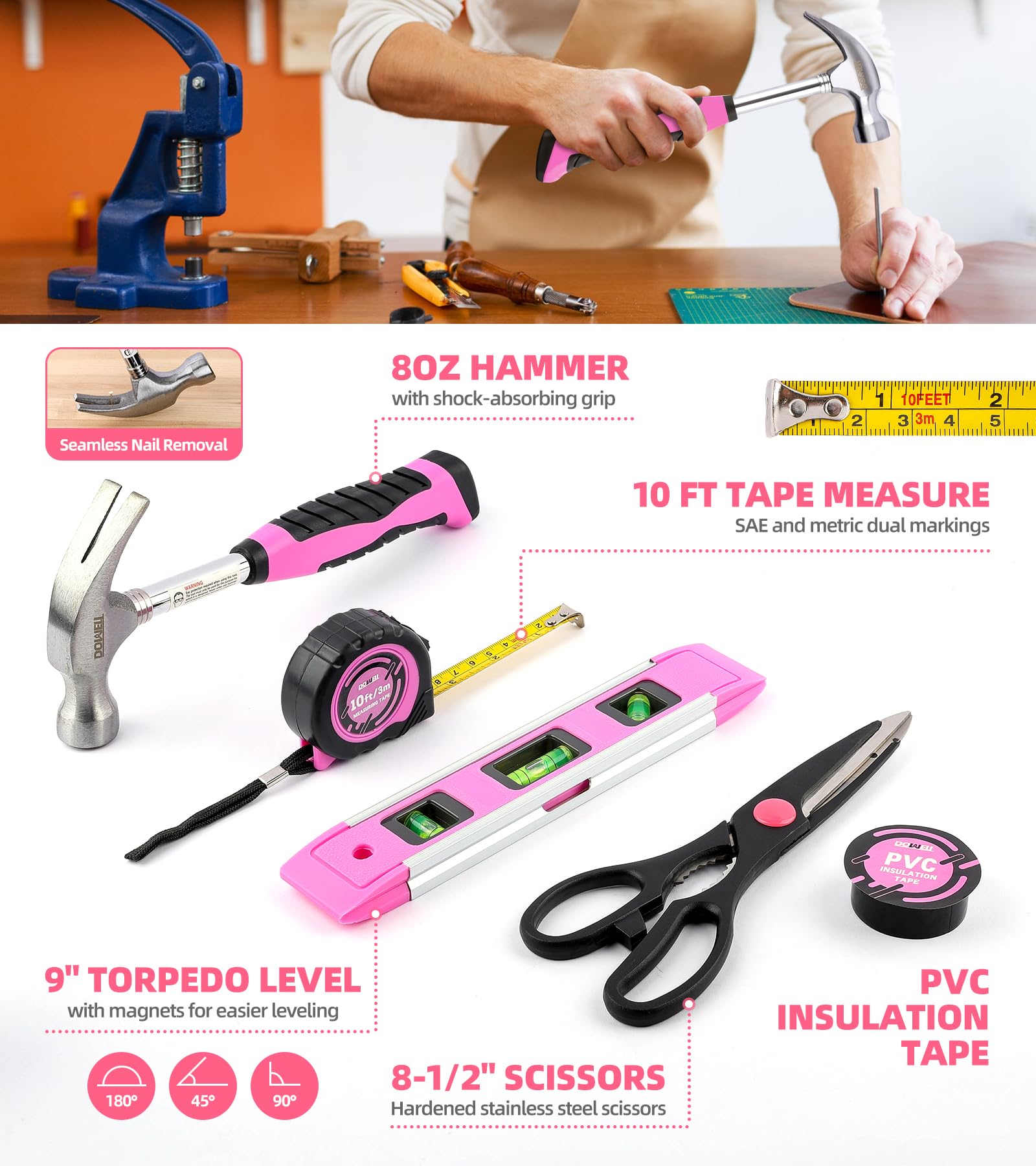 DOWELL pink utility knife for quick cuts and craft projects