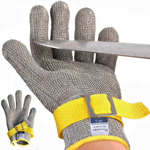 Dowellife Level 9 glove close-up of steel mesh for enhanced cut protection.