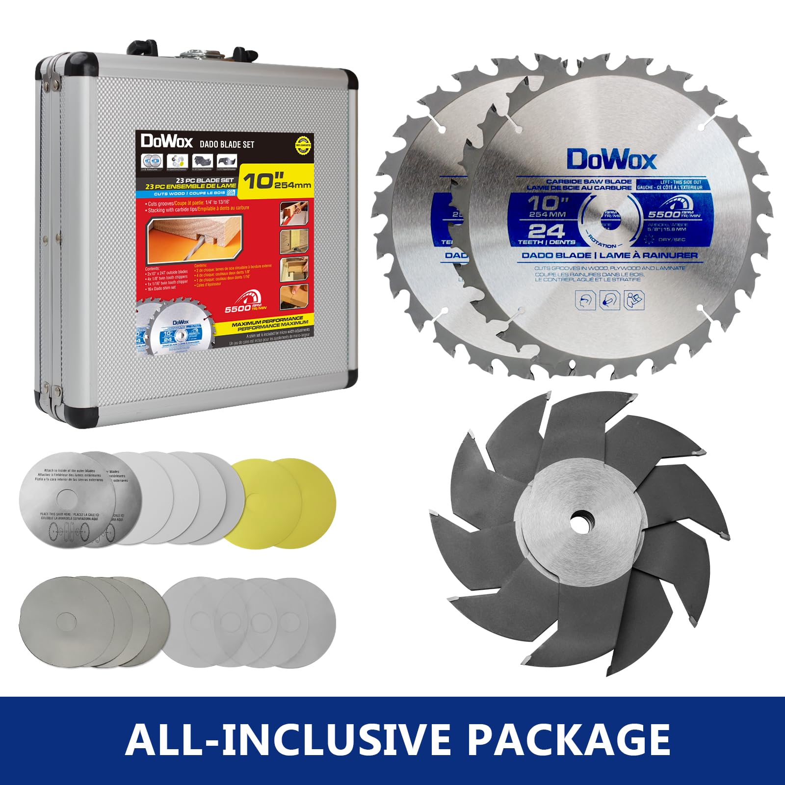 DOWOX dado width adjustment demonstrates customizable groove and rabbet sizing.