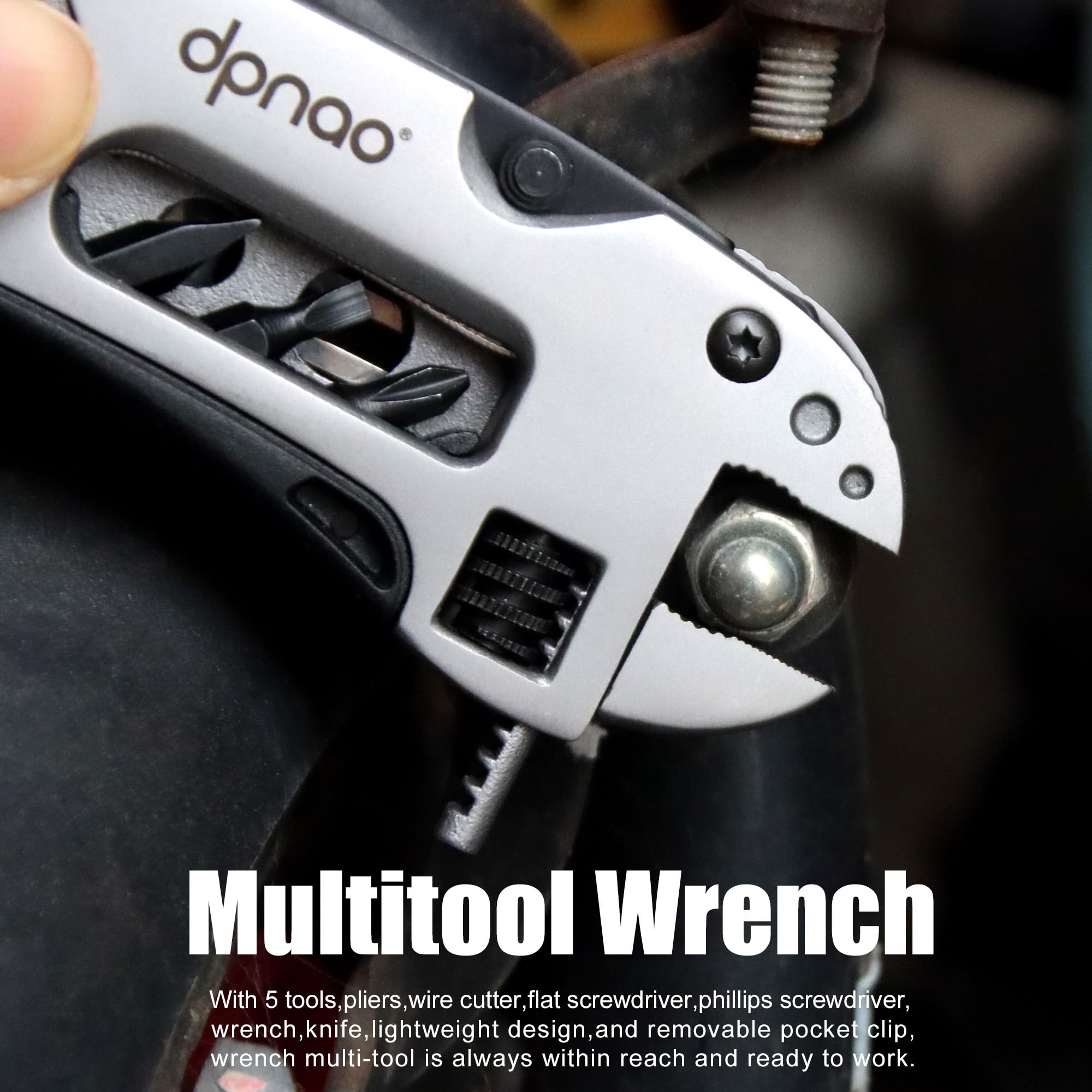 The dpnao multitool wrench in belt-case enables portable carry.