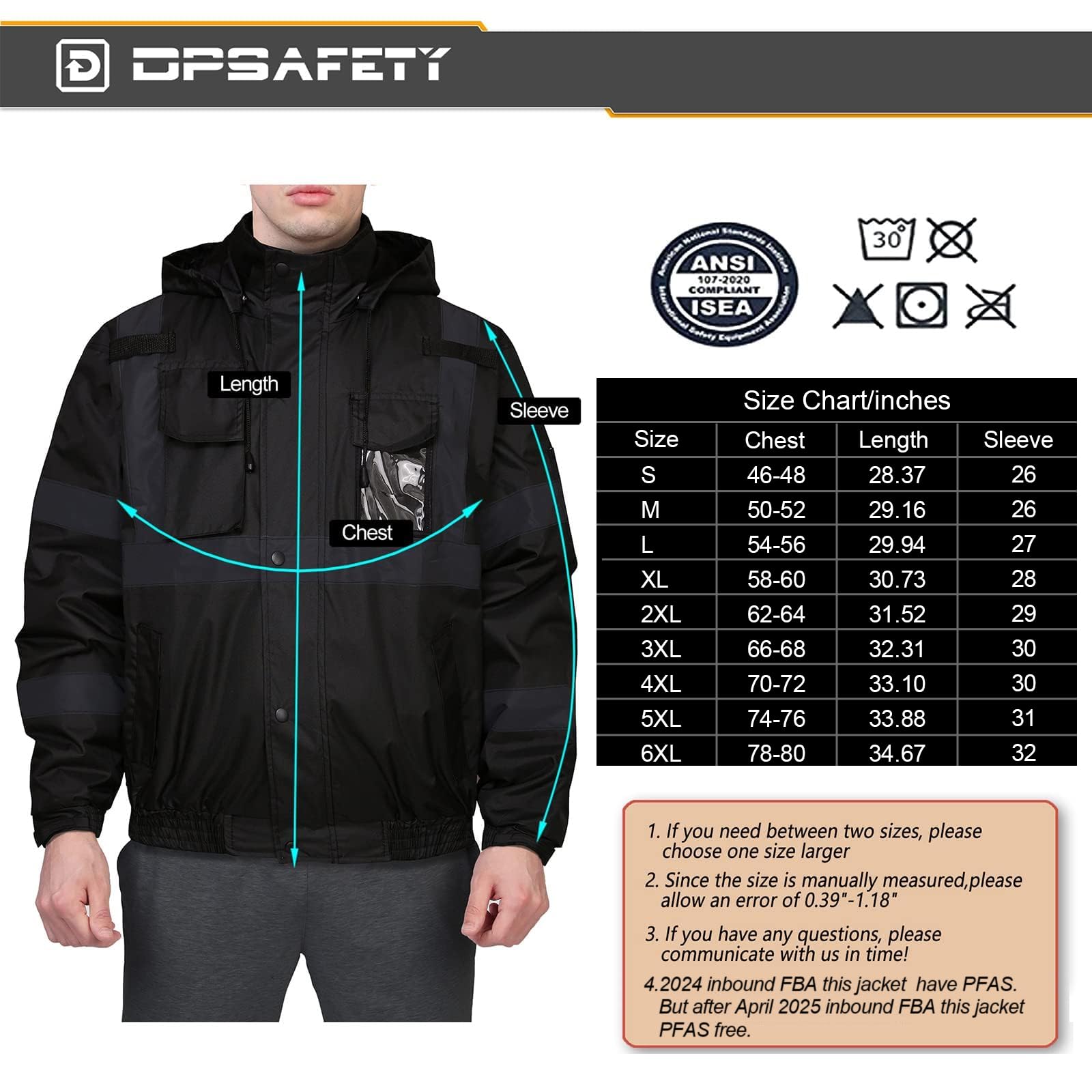 DPSAFETY ANSI ISEA Class 3 label signals high-visibility safety compliance.