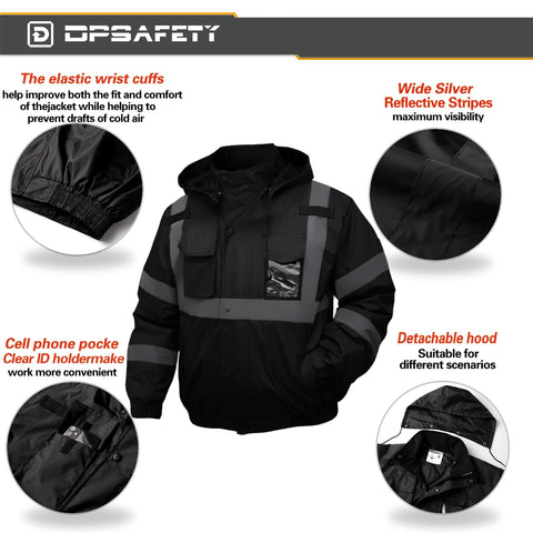 DPSAFETY waterproof fabric texture demonstrates rain-ready performance on job sites.
